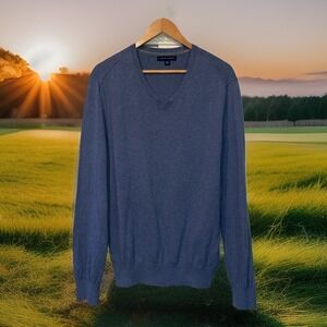Banana Republic Sweater Men‎ M Blue Cashmere Blend Long Sleeve Preppy